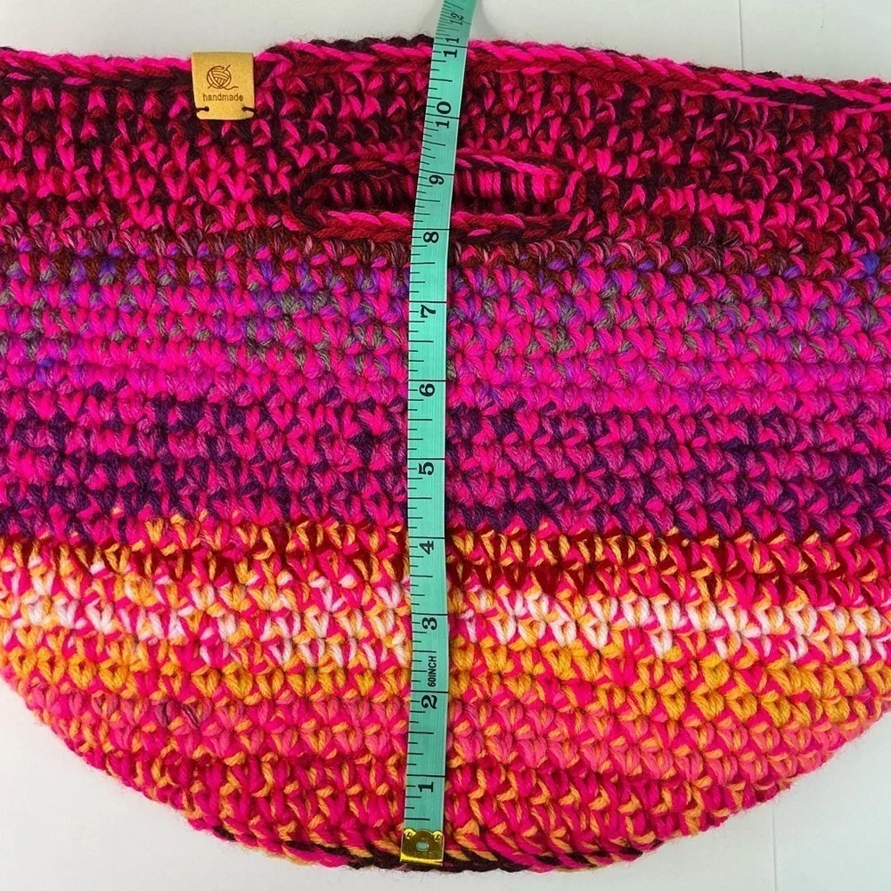 Handcrafted Multicolor Crochet Scrap Woven Tote Bag Basket Storage Handmade Knit